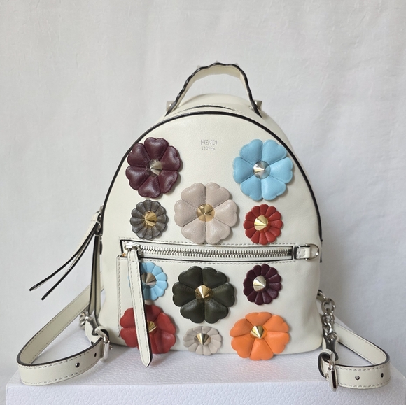 Auth Fendi Nappa Flowerland Peekaboo Backpack - Picture 1 of 11